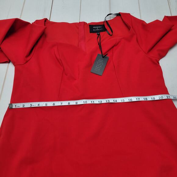 Jason Wu X Eloquii sweetheart fitted red midi dress formal - Picture 4 of 9